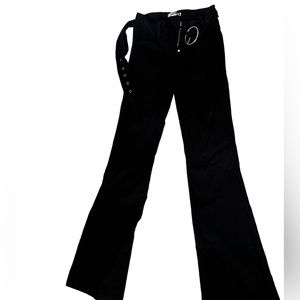 Black flared pants with belt
